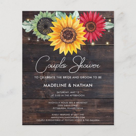 Budget Rustic Sunflowers Barn Couples Shower  チラシ (正面)