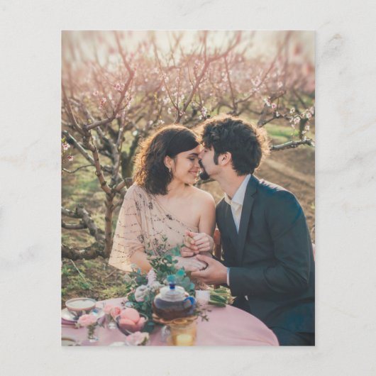 Budget rustic watercolor leaves wedding invitation チラシ (裏面)