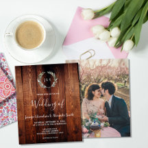 Budget rustic watercolor leaves wedding invitation