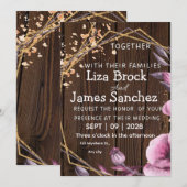 Budget Rustic Wood Background Wedding 招待状 (正面/裏面)