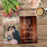 Budget rustic wood photo Thank you wedding チラシ<br><div class="desc">Budget rustic wood watercolor leaves Thank you wedding Flyer.
Elegant rustic cards to say thank you to your wedding guests.
Add your own photo, names and text to make it very unique and personal.</div>