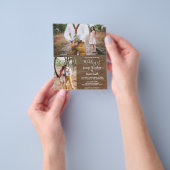 Budget rustic wood photo wedding invitation チラシ (手)