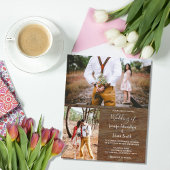 Budget rustic wood photo wedding invitation チラシ