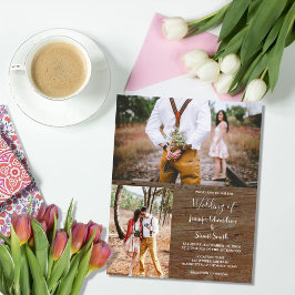 Budget rustic wood photo wedding invitation チラシ