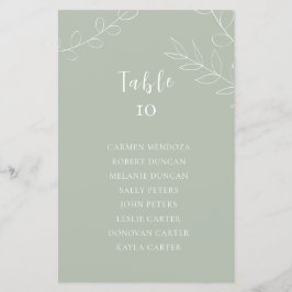 Budget Sage Greenの結婚シーティングチャートテーブルカード