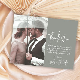 Budget Sage Green'結婚s Thank You Photo Card