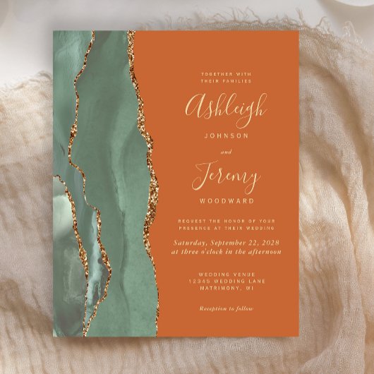 Budget Sage Green Agate Burnt Orange ウェディング