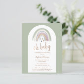 Budget Sage Green Boho Arch Baby Shower Invitation (スタンド正面)