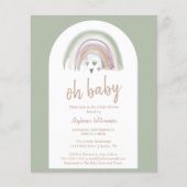 Budget Sage Green Boho Arch Baby Shower Invitation (正面)
