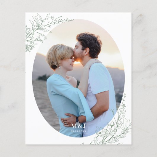 BUDGET Sage Green Floral Monogram Photo Wedding (裏面)