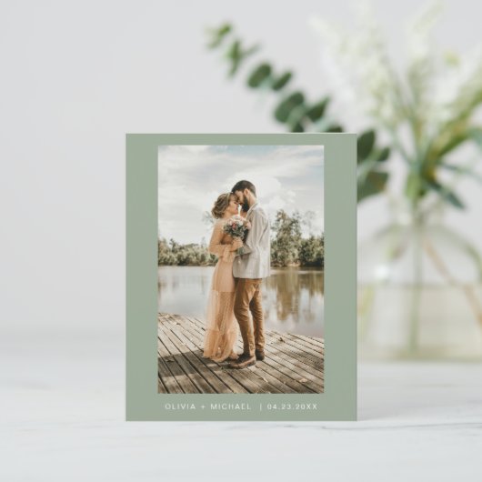 Budget Sage Green Minimalist Photo 結婚's (スタンド正面)