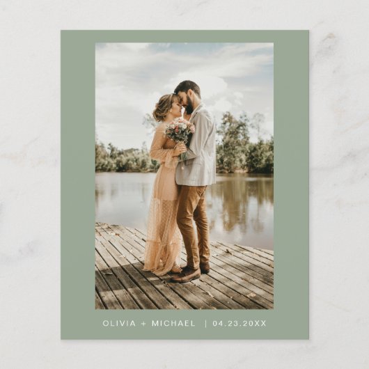 Budget Sage Green Minimalist Photo 結婚's (正面)