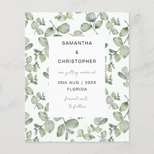 Budget Sage Green Photo Save the Date (裏面)