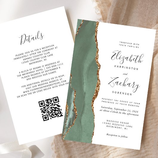 Budget Sage Green QR Code Wedding