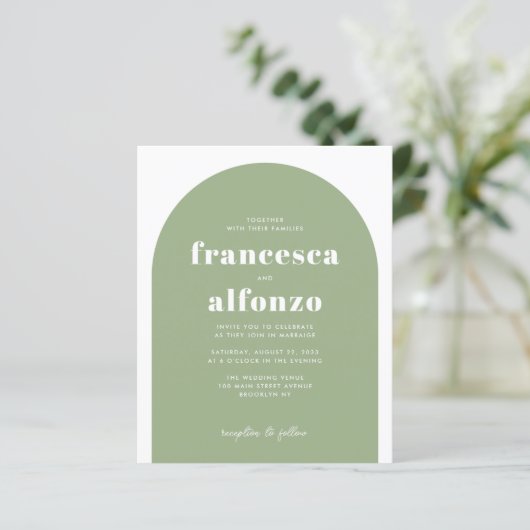 Budget Sage Green RSVP QRコードレトロ写真結婚s (スタンド正面)