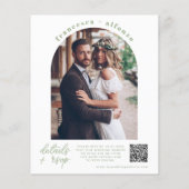 Budget Sage Green RSVP QRコードレトロ写真結婚s (裏面)