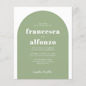 Budget Sage Green RSVP QRコードレトロ写真結婚s (正面)