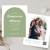 Budget Sage Green RSVP QRコードレトロ写真結婚s