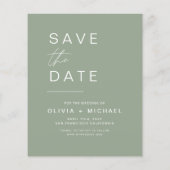 Budget Sage Green Save the Date Photo Announcement チラシ (裏面)