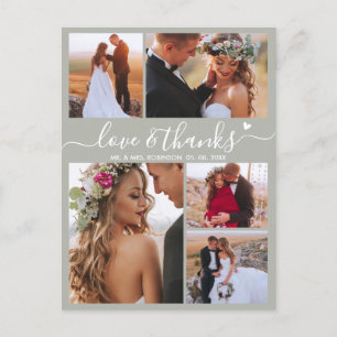 Budget Sage Green Script Photo'結婚s Thank You ポストカード