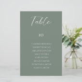 Budget Sage Green Wedding Seating Chart Table Card (スタンド正面)
