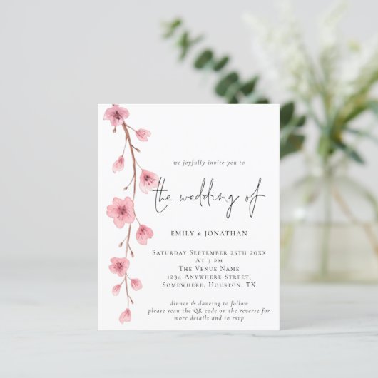 Budget Sakura QR Code Wedding Invitation (スタンド正面)
