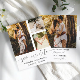 Budget Save Our Date 黒と白の3枚の写真 