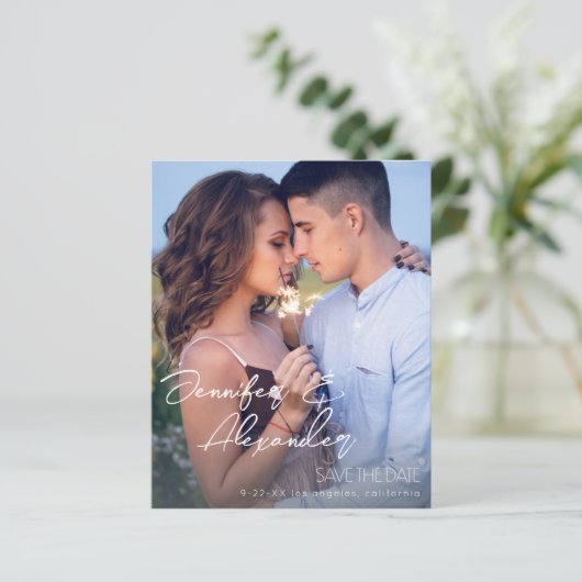 Budget Save the Date Modern Names Photo VerticalV4 (スタンド正面)