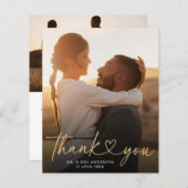 Budget Scriptハート結婚の2枚の写真サンキューカード (正面/裏面)