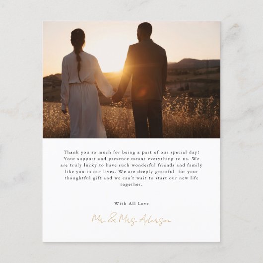 Budget Scriptハート結婚の2枚の写真サンキューカード (裏面)