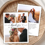 Budget Scriptフォトコラージュ結婚のサンキューカード<br><div class="desc">予算エレガントスクリプモダント3写真コラージュ結婚の感謝あなたは低パーソナライズされた予算の安い薄い手頃カード。3スタイリッシュ枚の写真を前面に、1結婚枚の写真を背面に配置したサンキューカードテンプレート。白い背景に黒い色の手書き書や渦巻形のタイポグラフィの尻尾フォントの台本には渦巻形の、「ありがとう」文字を付ける。名前の間の小さなハートモチーフ。***ご注意！***予算紙/チラシは紙薄。***紙をアップグレードし、より太い紙を作成する。 *** https://www.zazzle.com/elegant_script_heart_photo_wedding_thank_you_card-256787635188424655 https://www.zazzle.com/modern_script_heart_photo_wedding_thank_you_card-256230889199064149簡単を使用して名前を追加し、メッセージを感謝してい表示する。ノートもしを手書きしたい場合は、サンプル文字を削除して宇宙を増やす。おもしし救済は一致する品が欲しい連絡よ！</div>