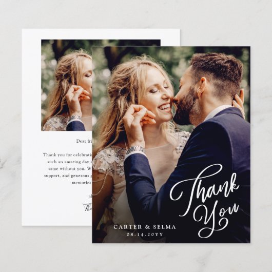 Budget Script写真結婚のサンキューカード (正面/裏面)