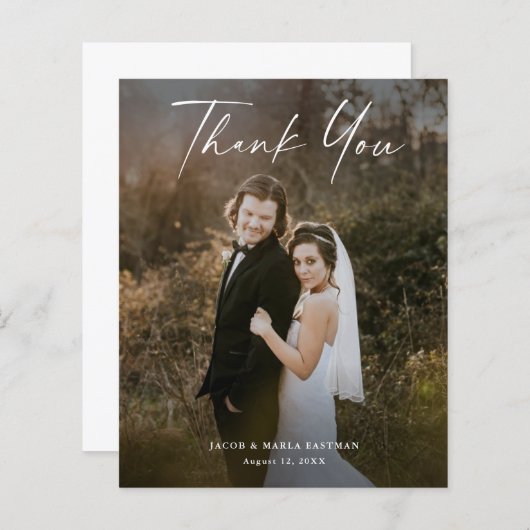 Budget Script写真結婚のサンキューカード (正面/裏面)