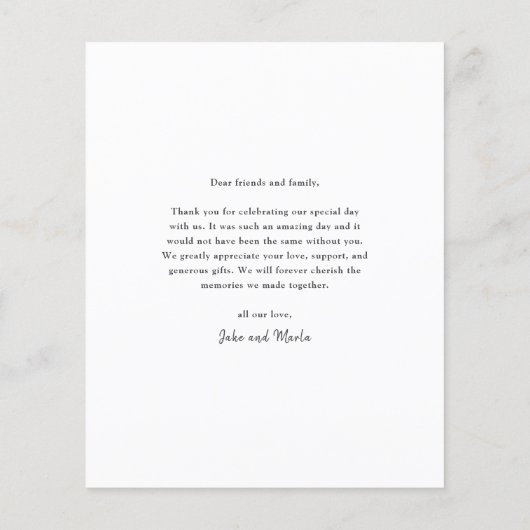 Budget Script写真結婚のサンキューカード (裏面)