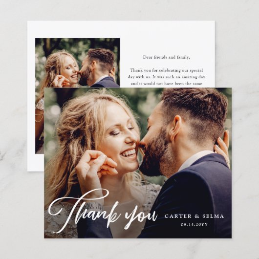 Budget Script写真結婚のサンキューカード (正面/裏面)