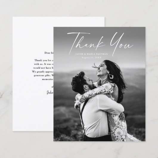 Budget Script写真結婚のサンキューカード (正面/裏面)