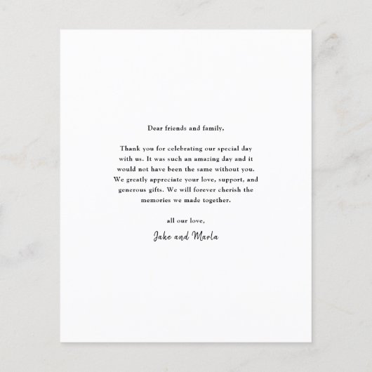 Budget Script写真結婚のサンキューカード (裏面)