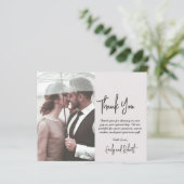 Budget Script Beige'結婚s Thank You Photo Card (スタンド正面)