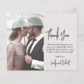 Budget Script Beige'結婚s Thank You Photo Card (正面)