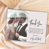 Budget Script Beige'結婚s Thank You Photo Card