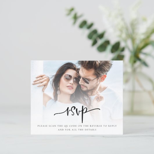 Budget Script Photo QR Code Wedding RSVP (スタンド正面)
