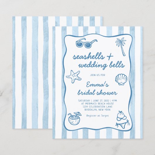 Budget Seashells and Wedding Bells Bridal Shower (正面/裏面)