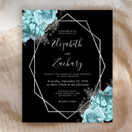Budget Silver Frame Aqua Floral Black Wedding