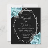 Budget Silver Frame Aqua Floral Black Wedding (正面)