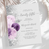 Budget Silver Purple Floral 25th Anniversary Party