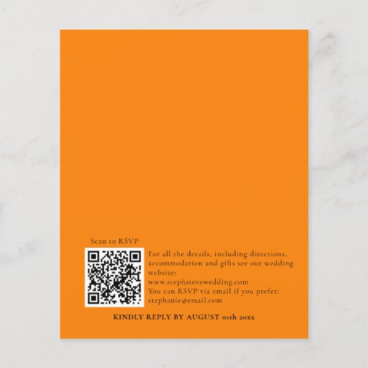 Budget Simple Autumn Orange Wedding QR Code Invite (裏面)