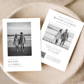 Budget Simple Elegant QR Code Photo Wedding 招待状