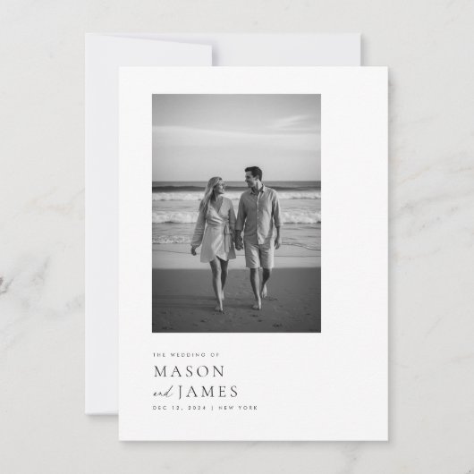 Budget Simple Elegant QR Code Photo Wedding 招待状 (正面)