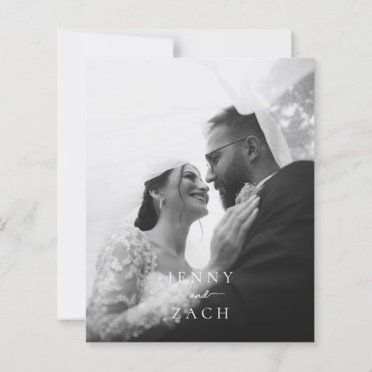 BUDGET Simple Modern Photo Wedding Save the Date (裏面)