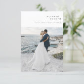 Budget Simple Photo Beach Destination Wedding 招待状 (スタンド正面)